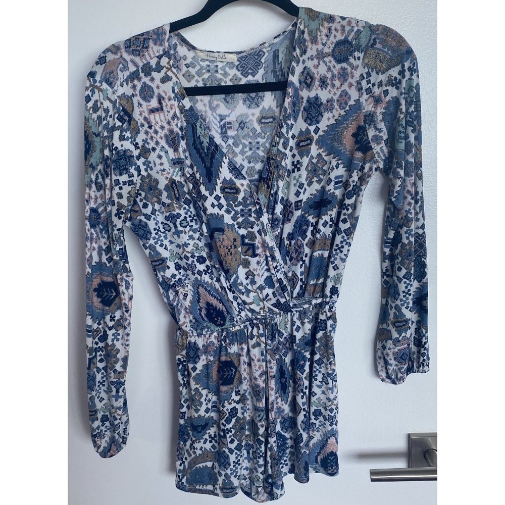 Blue Honey Belle Aztec Long Sleeved Romper size S